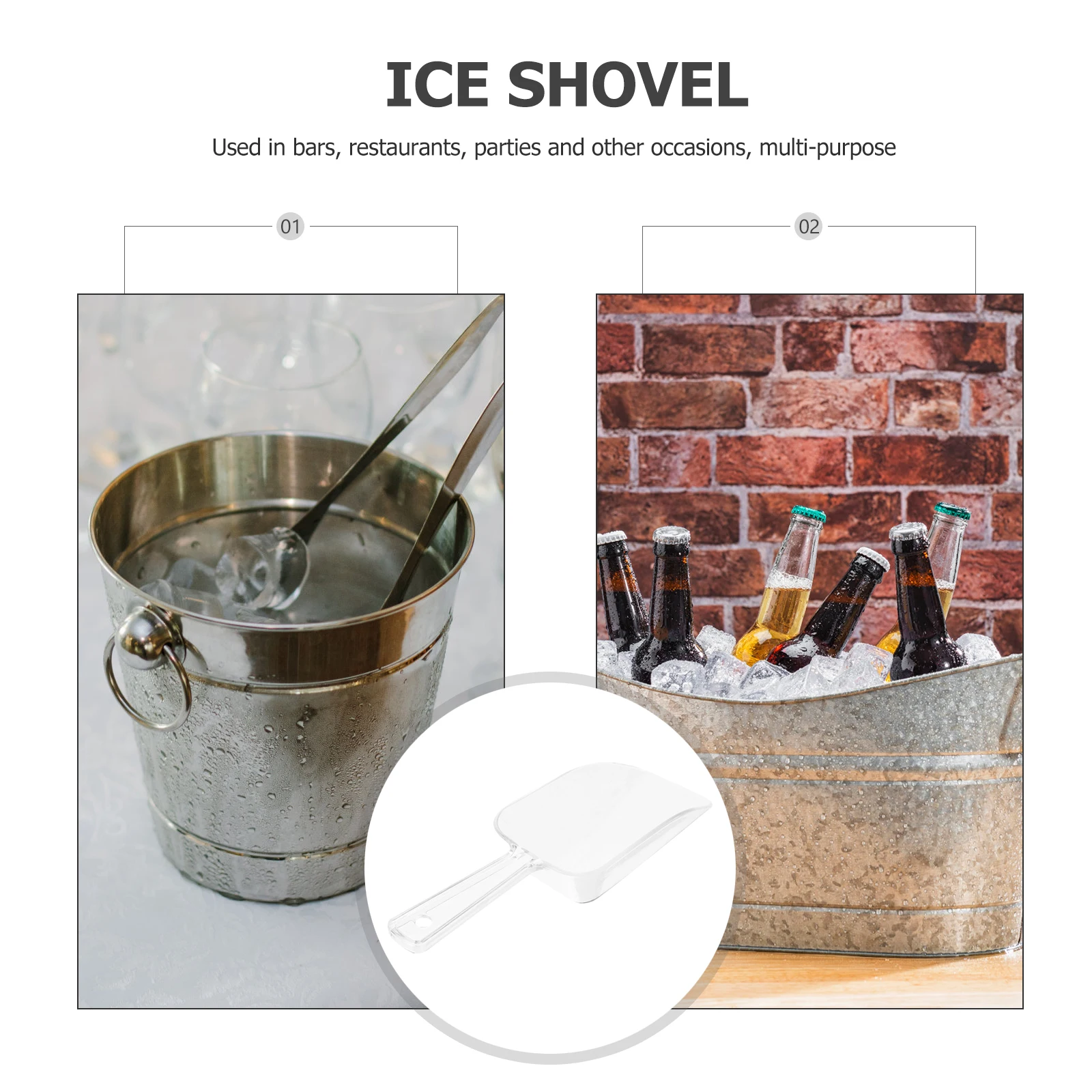 

Flat Bottom Ice Scoop Plastic Shovel with Measurement Scale Clear Scooper for Rice Soybean Flour Kitchen Essential Utensil