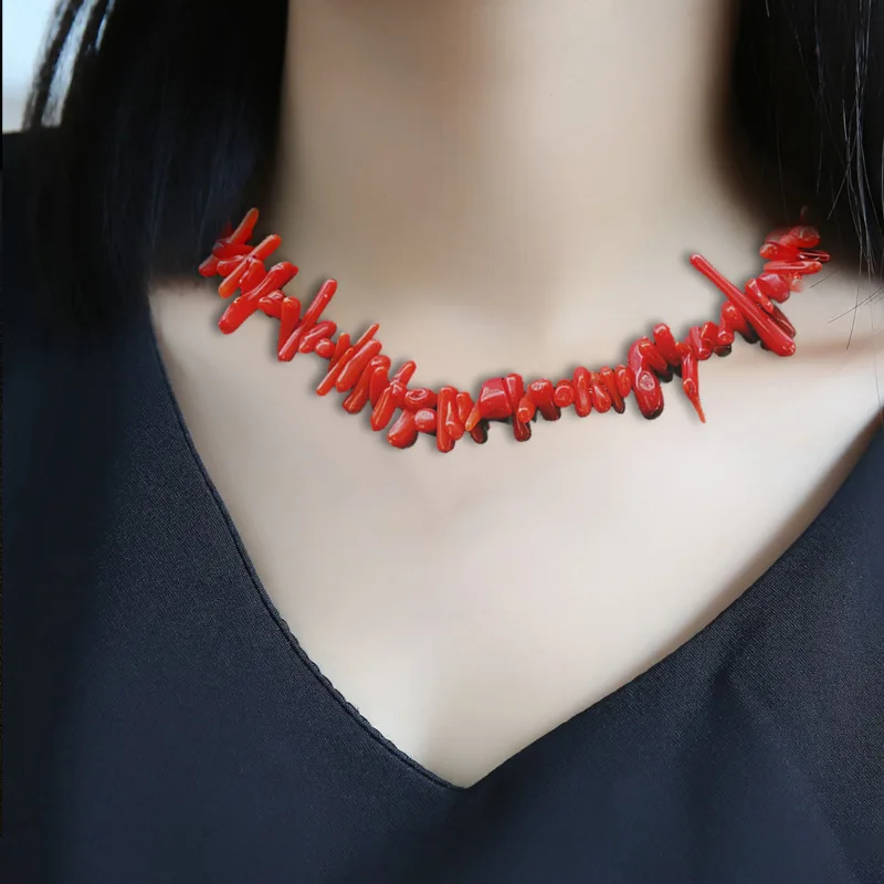 

Chinese New Year festive red sea bamboo necklace natal year sweater chain niche design versatile women's models