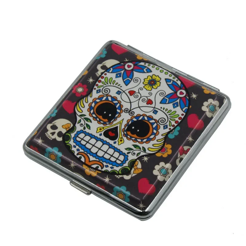 Skull Leather Cigarette Case Box Portable Cigarette Cigar Tobacco Box Case Holder Container Pocket Storage Cigarette Box Case