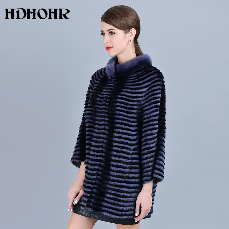 HDHOHR 2024 High Quality Natural Mink fur Coats Women knitting Mink Coats Warm Fashion Winter Genuine Mink Fur Jackets Female