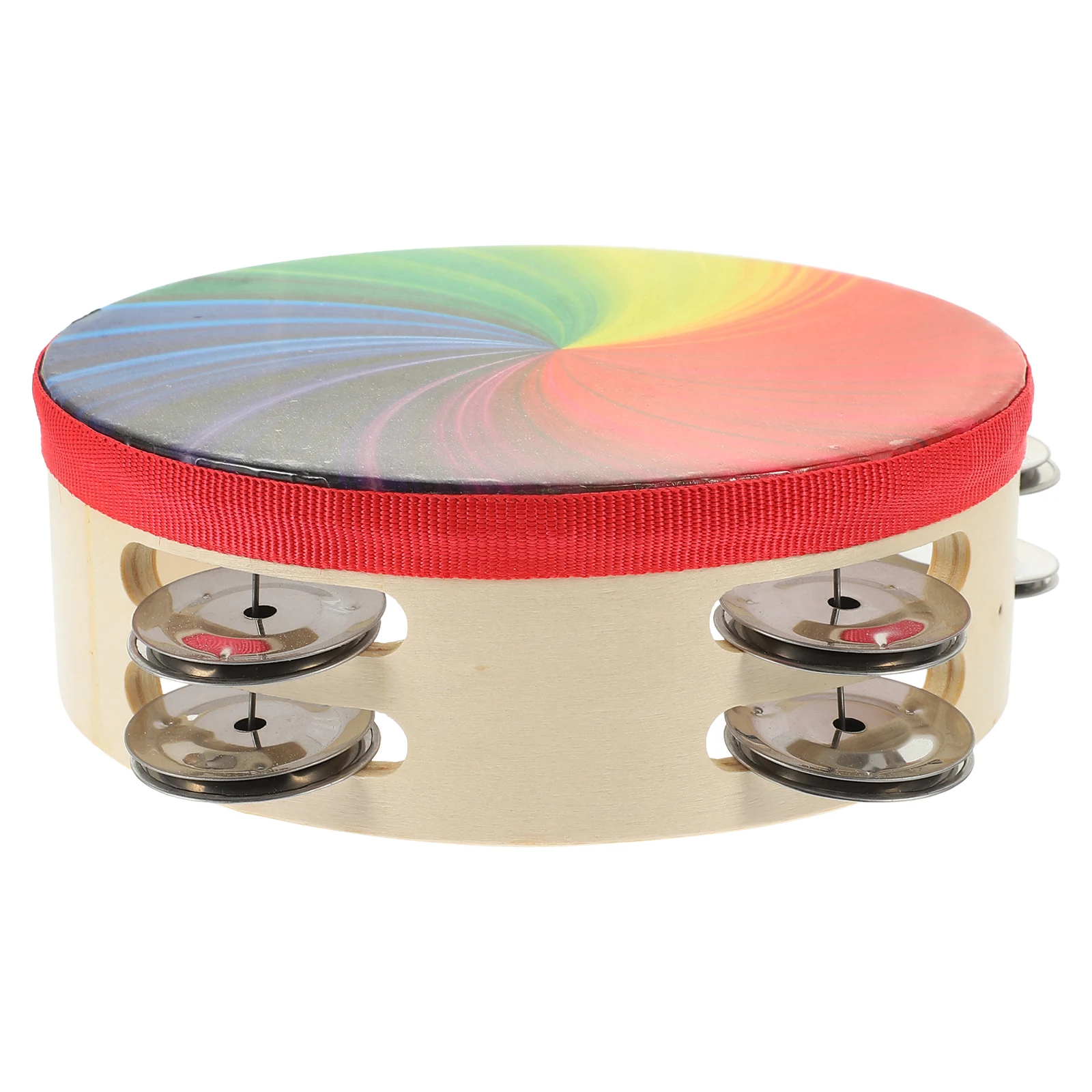 

Double Row Rainbow Tambourine Kids Hand Drum Percussion Musical Instrument Party Concert Cheering Props for Children Adults