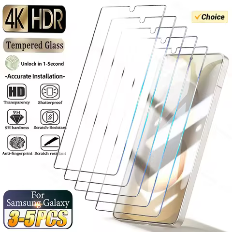 3-5PCS Fingerprint Unlock Tempered Glass For Samsung S25 Ultra Screen Protector For Samsung S24 Ultra S23 Plus S22 S21 S20 Glass