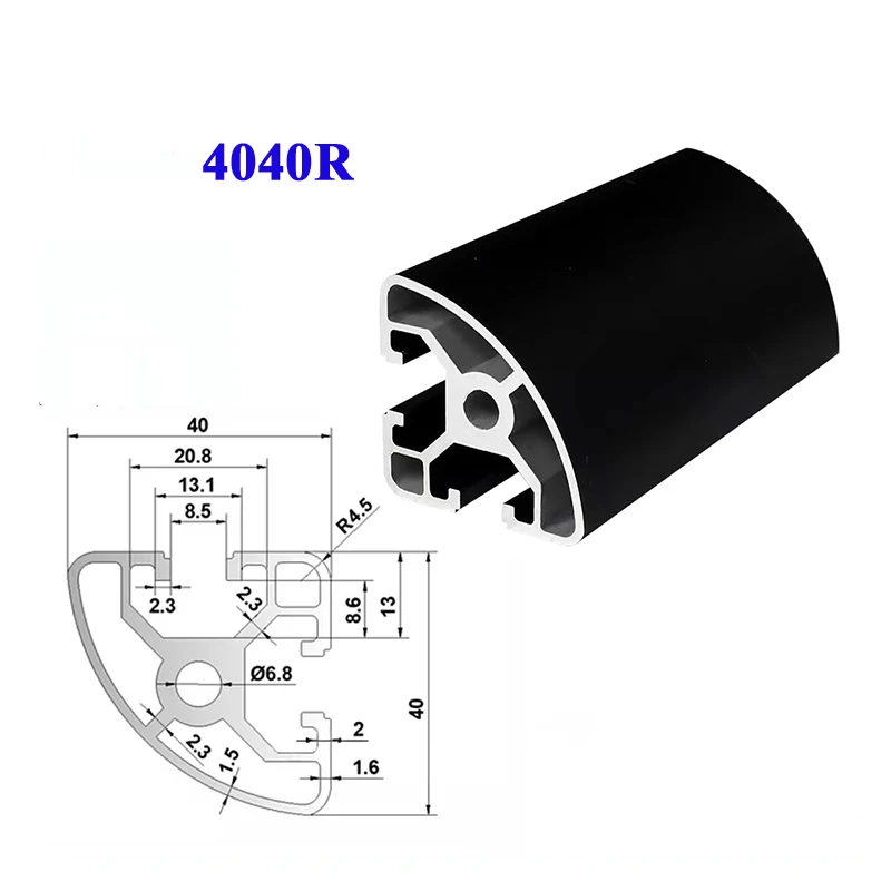1PCS 4040R Aluminum Profile European Standard 4040 Semi circular Arc Type 3D Printer Frame Assembly Line Workbench Anodizing