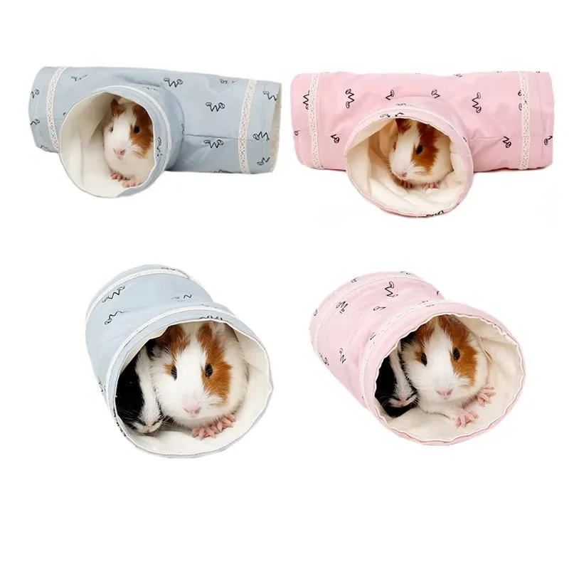 10pcs Cute Hamster Guinea Pig Playing 2/3 Holes Breathable Collapsible Tunnel Tube Toys House Cage