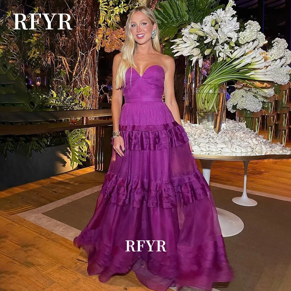 

RFYR Sweetheart Prom Dress A Line Party Dress PLeats Princess Dress with Layers Evening Dress for Arabic Women Customized