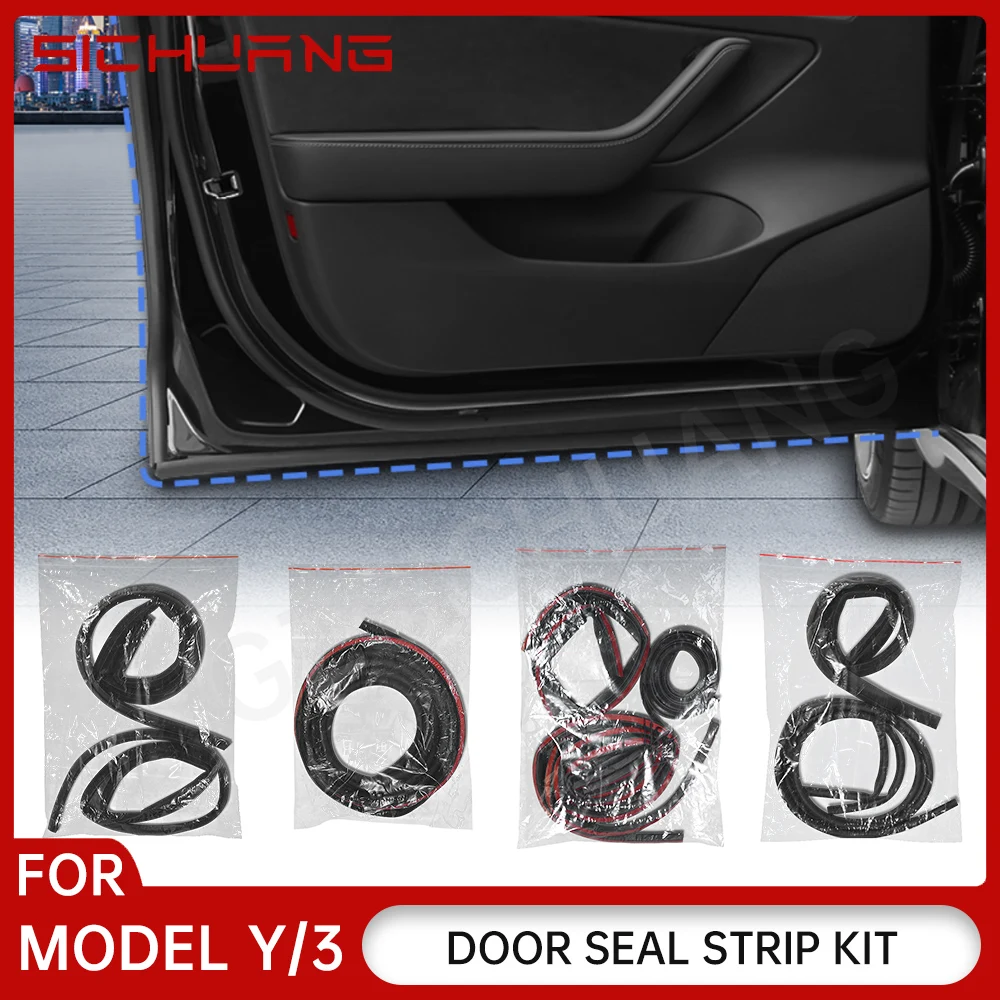 Car Door Seal Kit Soundproof Strip Sound Reduction Rubber Weatherstrip Seal Strip For Tesla Model Y 2023 2022 2021 Accessories