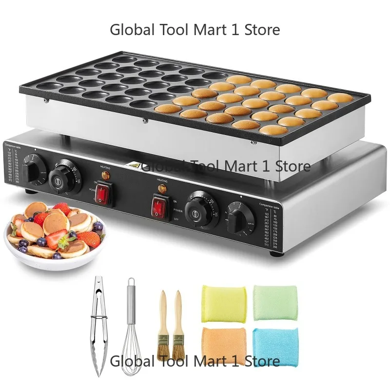 SucceB-50Pcs Mini Dutch Pancake Maker Dorayaki Baker Machine Commercial Non-stick Waffle Maker Dual Temp & Time Control
