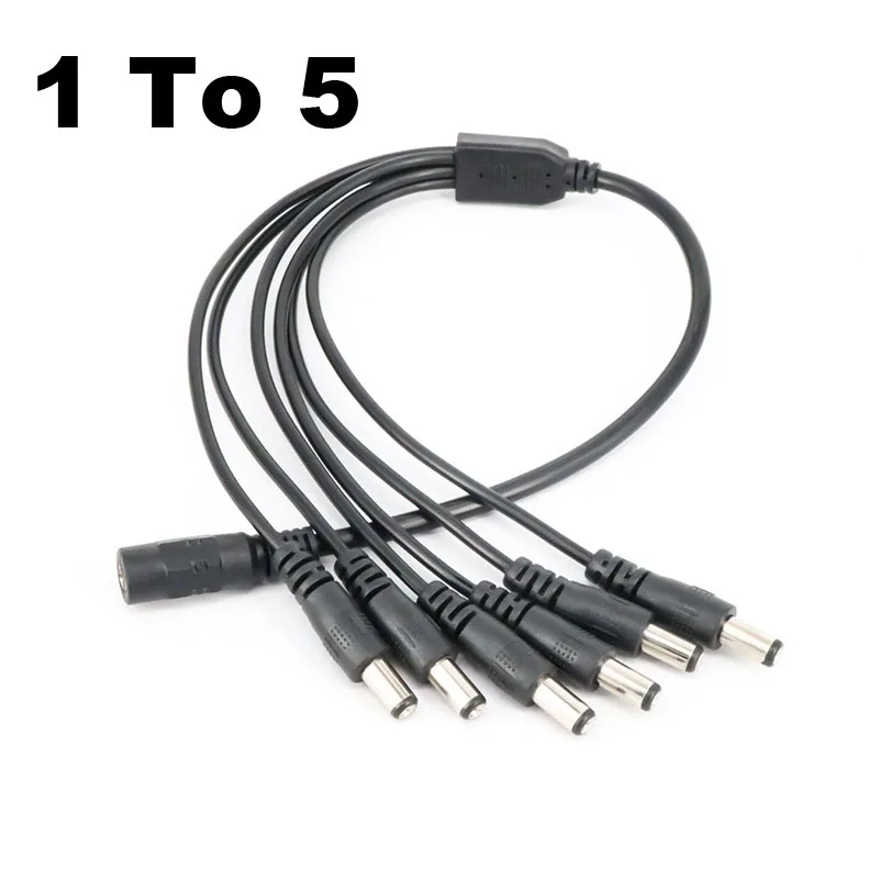 12V DC Power Supply Splitter Extend Plug 1 Female to 2 3 4 5 6 8 Male Camera CCTV LED Strips Connector Adapter 2.1*5.5mm Cable