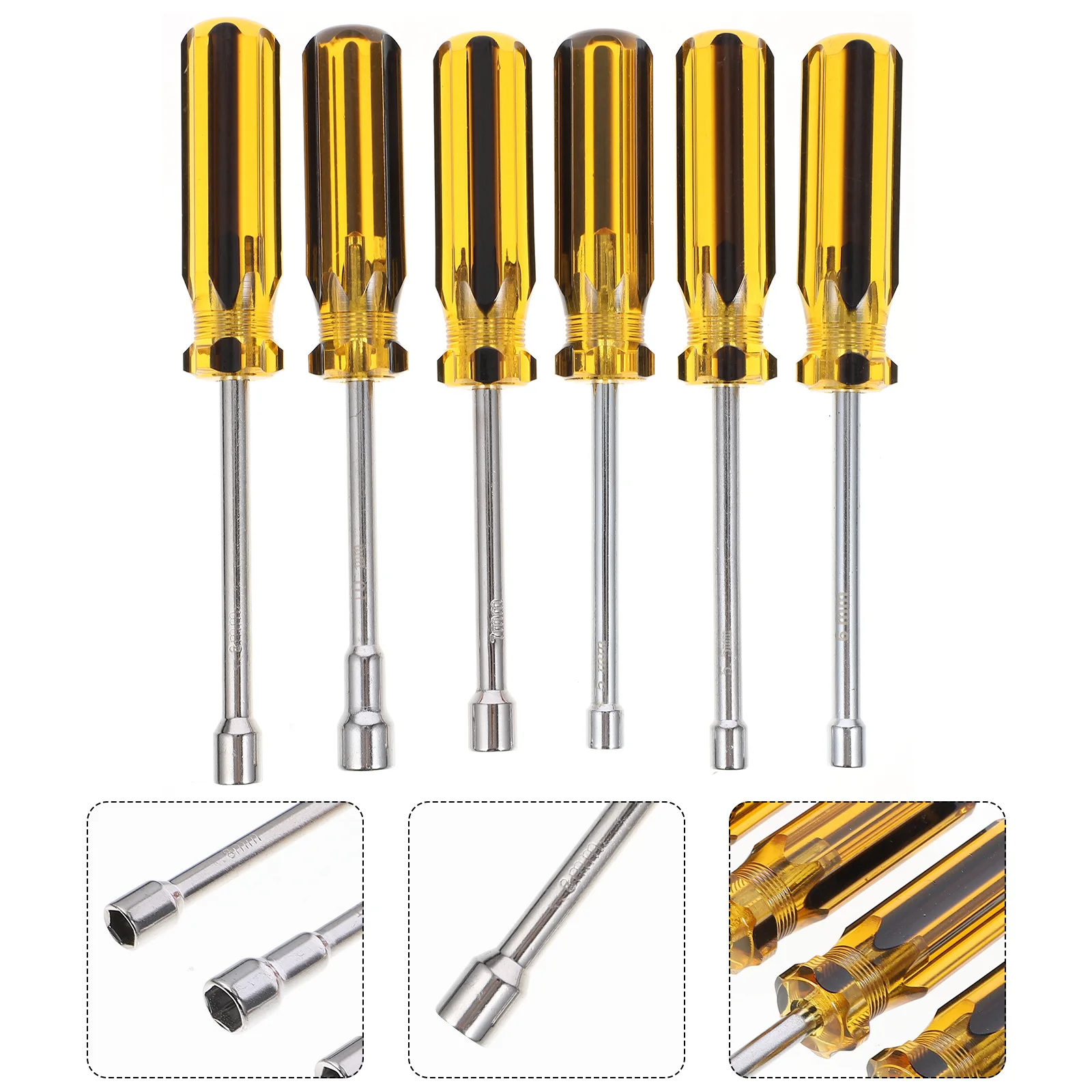 6Pcs 50-100mm Steel Nut Driver Set Rc Helicopter Boat Car Repair Tool Kit Non-Slip Handle Precision Machining Nut Drivers