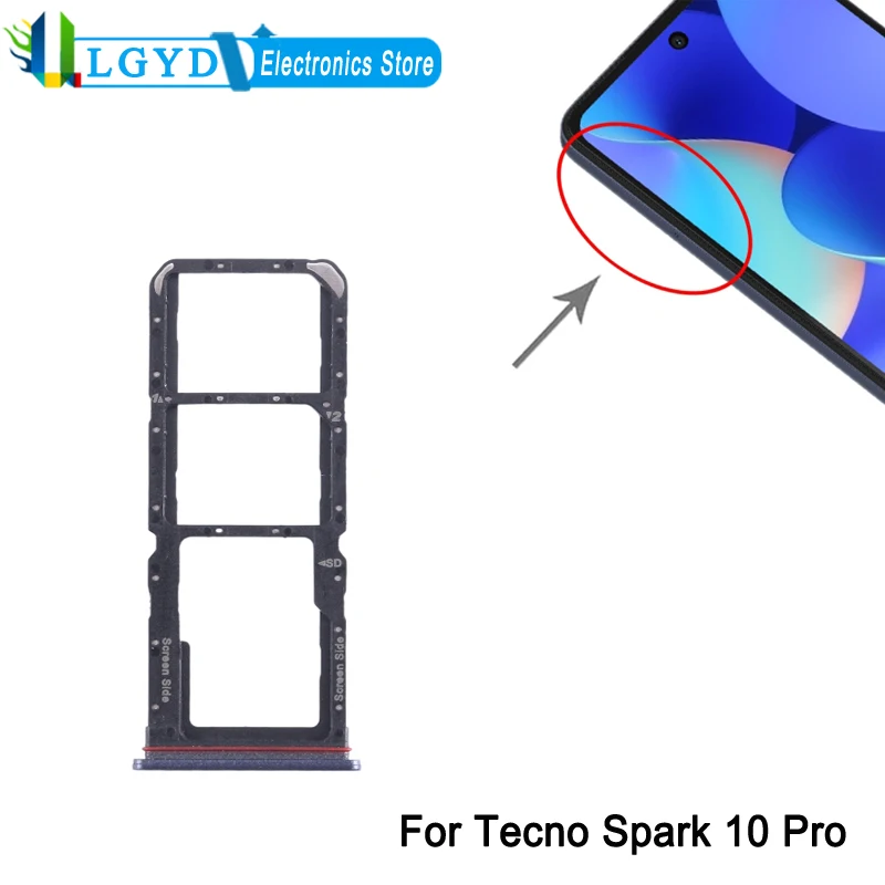 Dual SIM Card Tray For Tecno Spark 10 Pro KI7 Phone SIM1 + SIM2 + Micro SD Card Tray Replacement Part