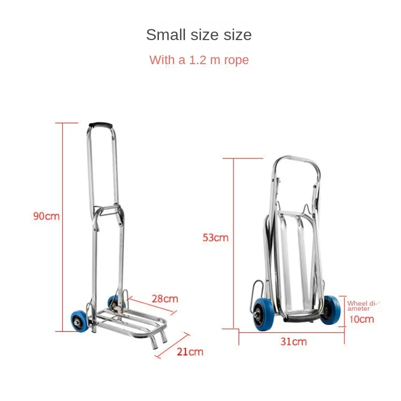 접이식 스테인레스 스틸 트롤리 카트, 조절 가능한 손잡이가 있는 계단 등반 핸드 트럭, 편리한 보관 가방