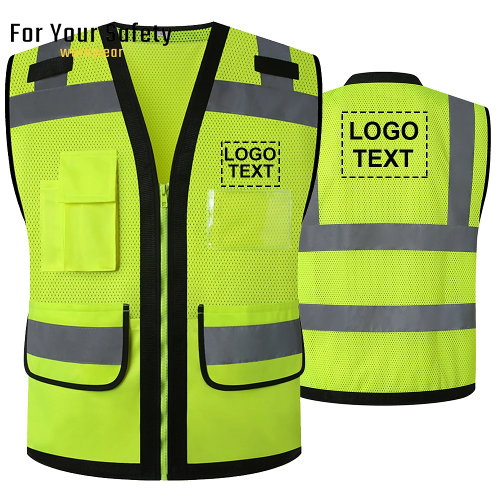 Mesh Vest for Man Logo Personalisieren Tool Vest with Multi Pockets Construction Vest Custom Your Logo and Text