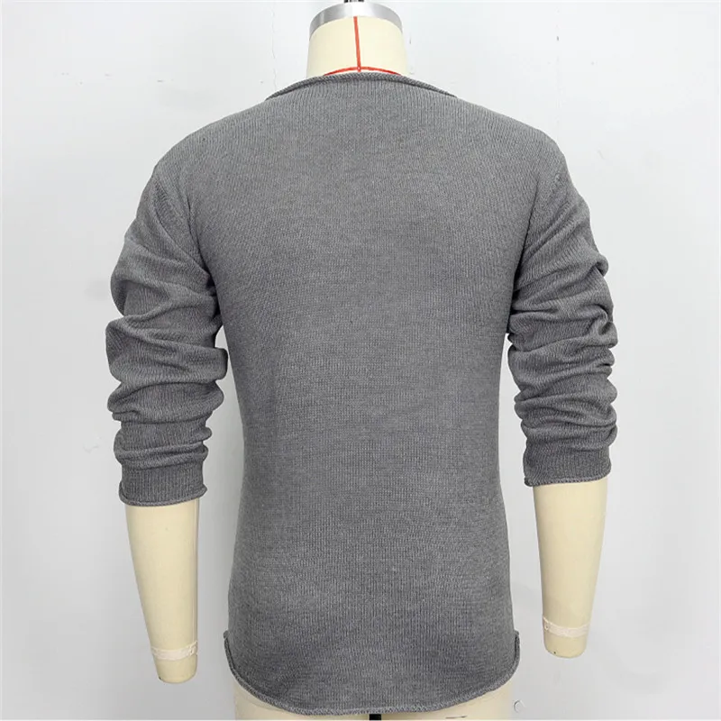 Men V-Neck Streetwear Solid Basic Tops Casual Loose Male Spring Autumn Pullovers Simplicity Slim Fit Long Sleeve Thin Sweater