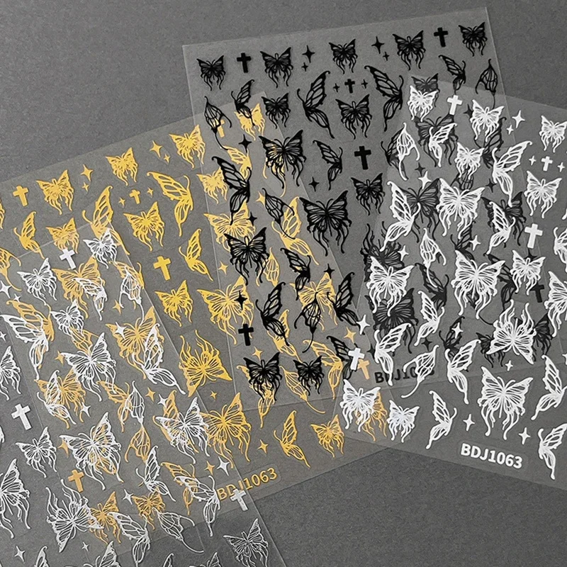 สติกเกอร์ติดเล็บลายผีเสื้อขนาดเล็ก 1 แผ่น ลายการ์ตูน 3 มิติ สำหรับตกแต่งเล็บผู้หญิง