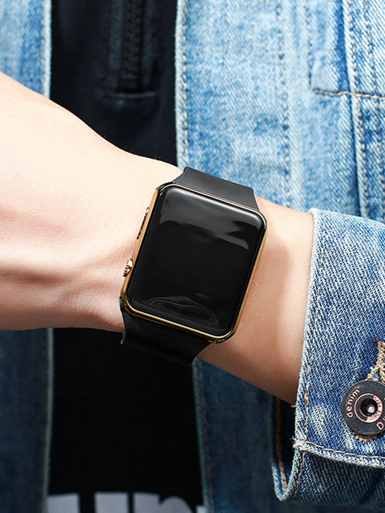 طقم ساعة ومجوهرات LED مربعة للرجال هدية عيد ميلاد صندوق ساعة غير ذكي غير متضمن