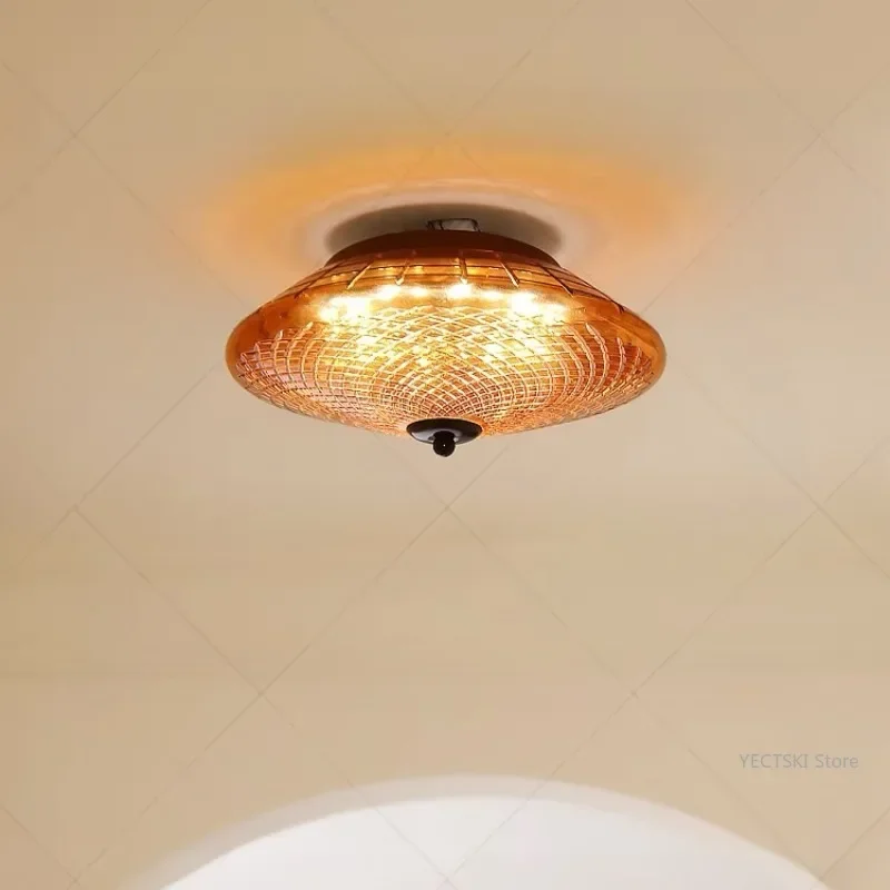 GHJUYIOL Retro hallway ceiling light French vintage entrance foyer light luxury dressing room balcony lighting