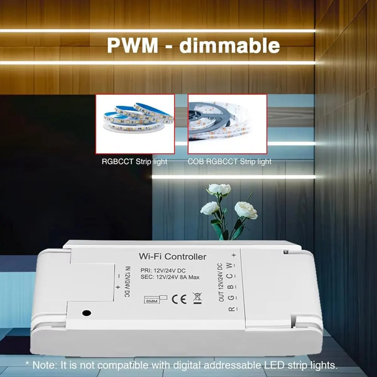 * يوم واحد المادة واي فاي RGBCW تحكم شريط LED ذكي تيار مستمر 12 فولت 24 فولت باهتة ل أليكسا جوجل المنزل Homekit Smartthings App التحكم #5