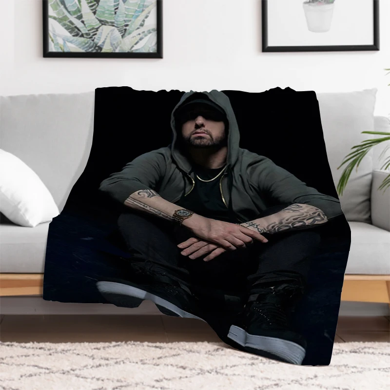 Hip Hop Rapper Eminem Sofa Blankets & Throws Antistatic Blanket Furry Throw Bed Double Fluffy Soft Decorative Custom Fleece Home