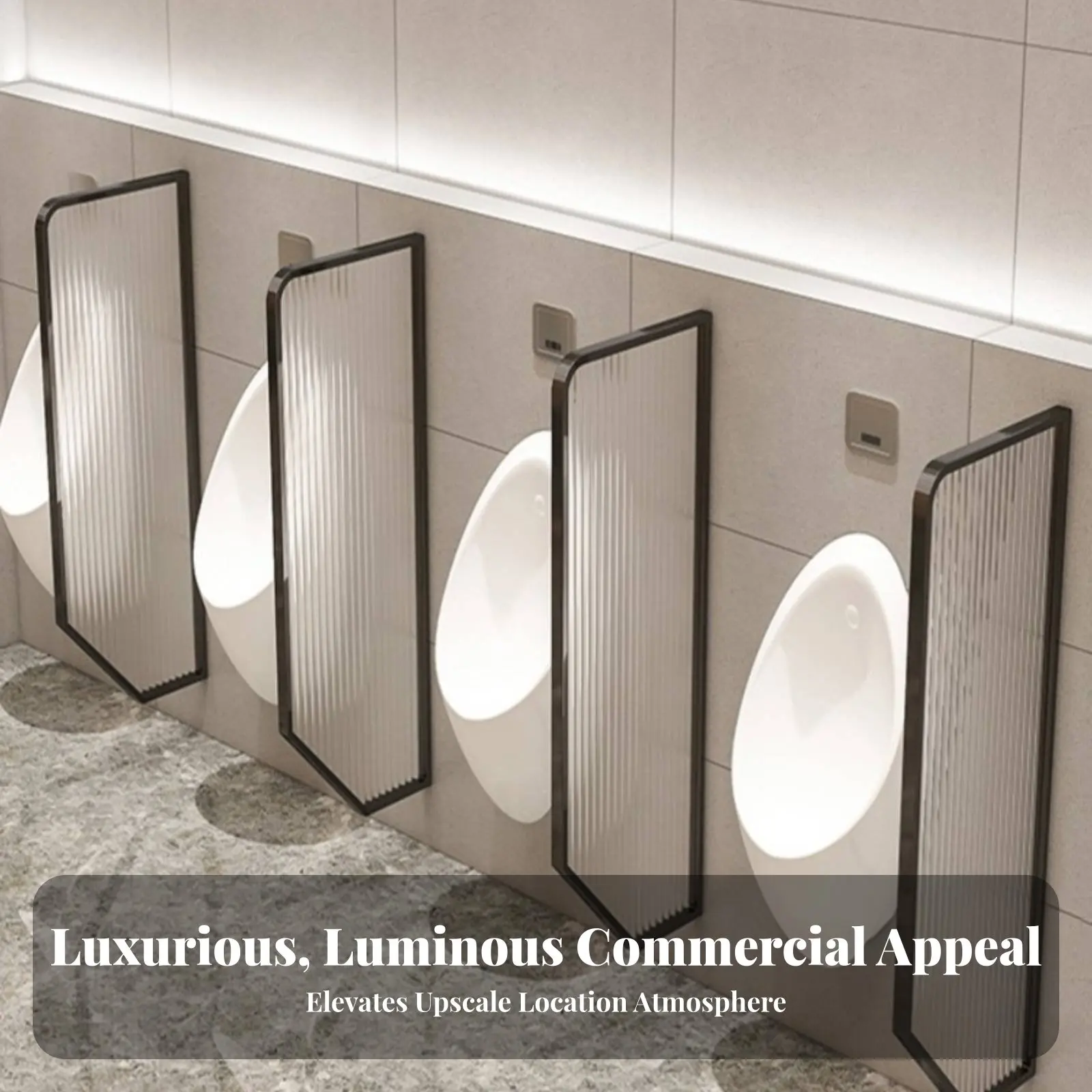 Urinal Privacy Screen Fluted Glass Panel Urinal privacy screen Minimalist Design Space-Saving for Contractors