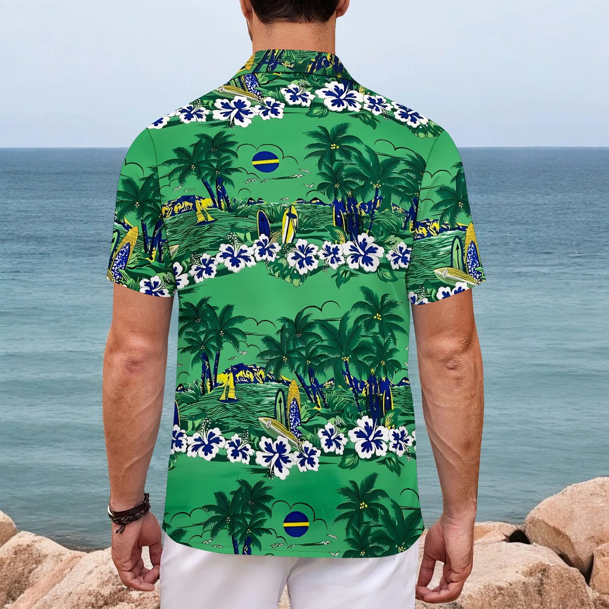 YEAE Tropical Beach Beach Palm Tree Print Shirt for Men Summer Casual Casual Short Sleeve Top