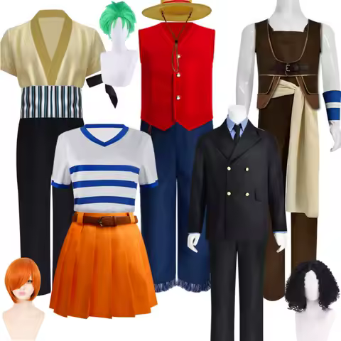 2023 Movie Roronoa Zoro Nami Monkey D Luffy Vinsmoke Sanji Black GOD Usopp Sogeking Cosplay Costume Wig Adult Suit