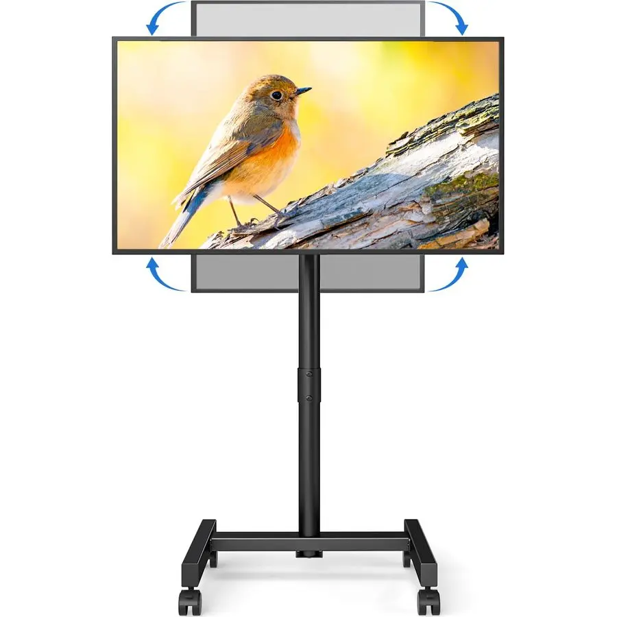 

Mobile TV Cart Rolling TV Stand for 1350 inch Screens, Tilting and Rotating Mount, Portrait to Landscape, Height Adjustable Port