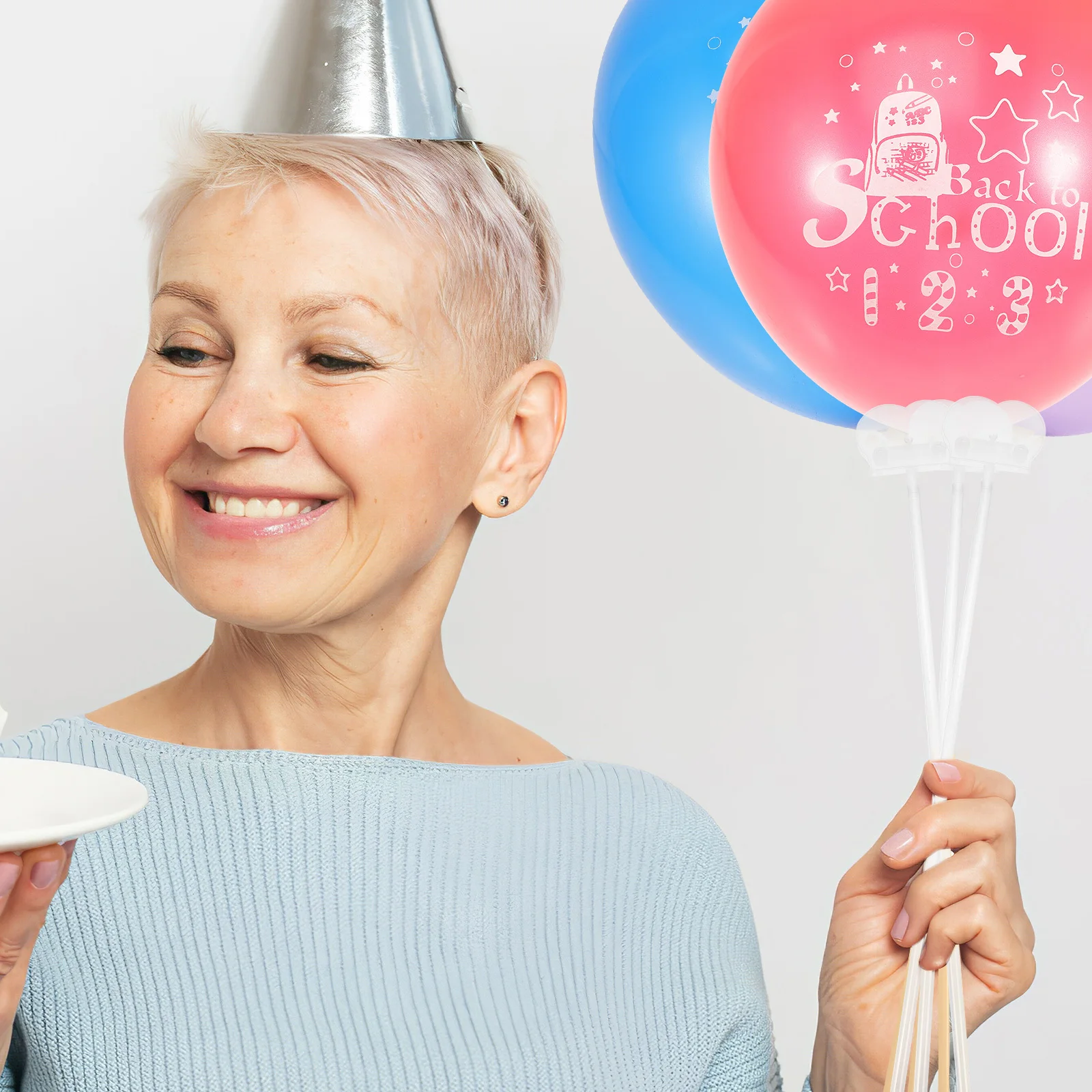 

20Sets Balloon Holder Sticks with Sealing Clips for Aluminum Foil Balloons Easy to Use Party Balloon Decorating Supplies