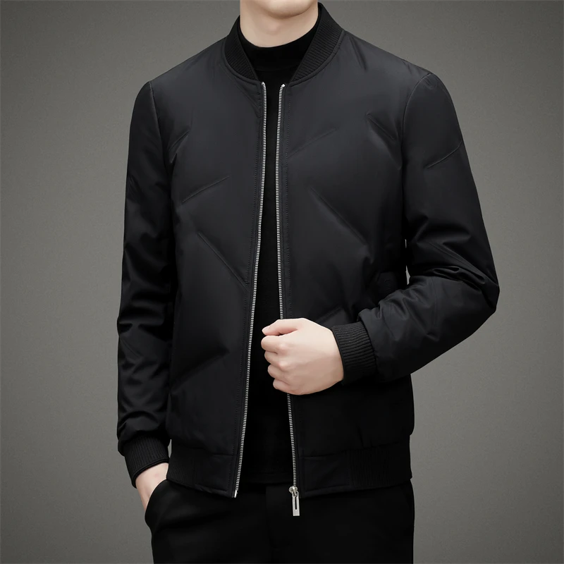 New Men's Casual Lightweight Duck Down Jacket 2025 Autumn Winter Outwear Warm Slim Short Puffer Coats Solid Color Tops Clothing