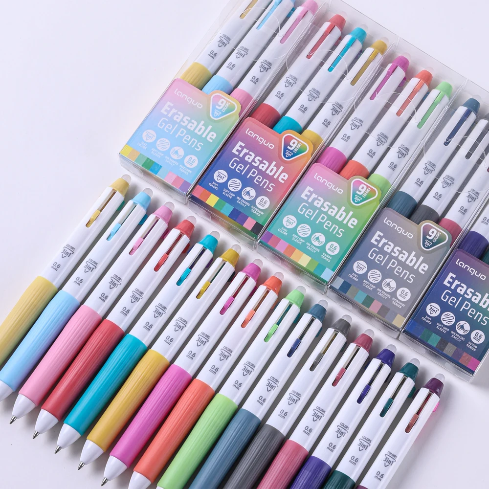 45 Colors 3‑in‑1 Erasable Gel Pen Set, 0.6mm Telescopic Multi‑Color Pens, Smooth Writing, School & Office Stationery Supplies