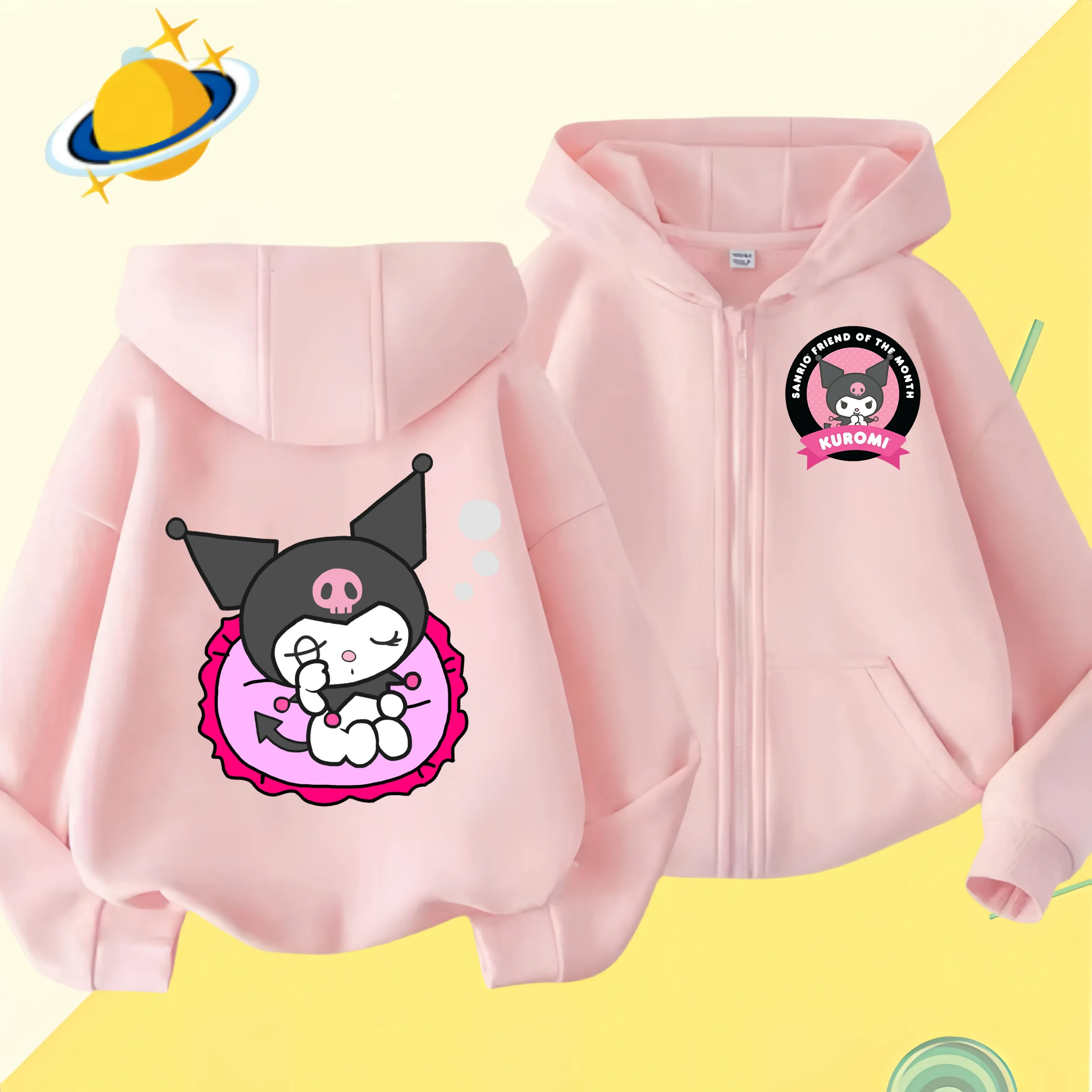 Kuromi Zipper Hoodies Girls Cinnamoroll Sweatshirt Autumn And Winter Long Sleeve Harajuku Pullovers Series Stich Casual Hooded