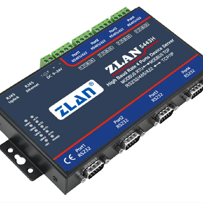 

4 port high baud rate RS232/485/422 to Ethernet serial prot server ZLAN5443H