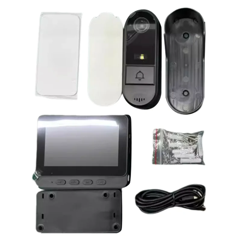 ELEC-لاسلكي مقاوم للماء جرس الباب البصري الأشعة تحت الحمراء للرؤية الليلية جرس الباب HD 4.3 بوصة IPS شاشة فيديو كاميرا جرس الباب المنزل الذكي