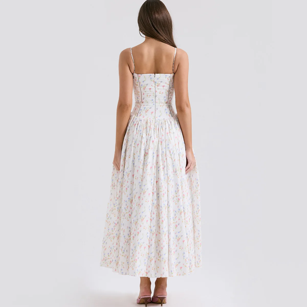 Suninheart Summer Elegant Party Dresses 2024 New Arrivals Floral Print Spaghetti Strap Long Dresses One-piece Graduation Dress