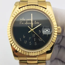 36mm/39mm Gold Men Watch Watch No Logo Customiable Watch gold Text Sapphire Glass Stainless Steel nh35 Movement Waterproof