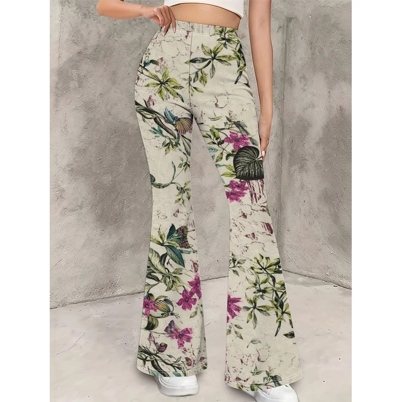 Girls All Over Print Flare Pants Stretchy Bell Bottom Leggings Elastic Waist Pants for Tween Teens Back to School Outfit