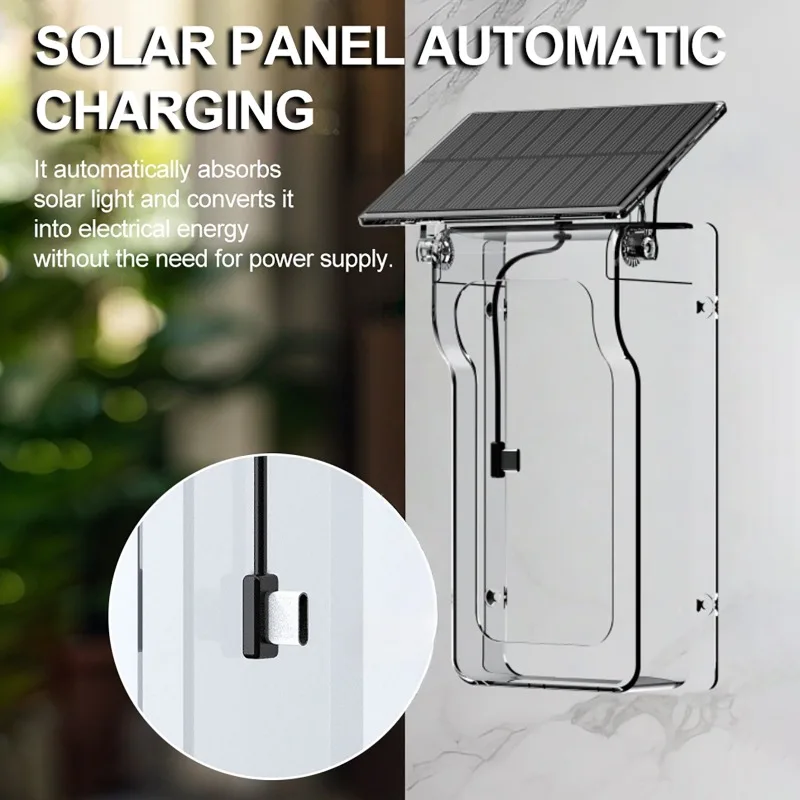 Tuya Smart Wireless Zwei-Wege-Gegensprechanlage Video-Türklingel mit schwarzer Solar-Regenschutz, wasserdichte HD Smart Home Intercom Video-Klingel