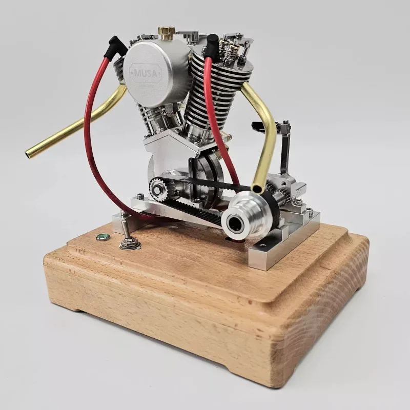 V2 4.4cc Miniature Motorcycle Petrol Engine with Pedal Start V-Twin 4-Stroke RTR Gasoline Engine NIB - Image 4