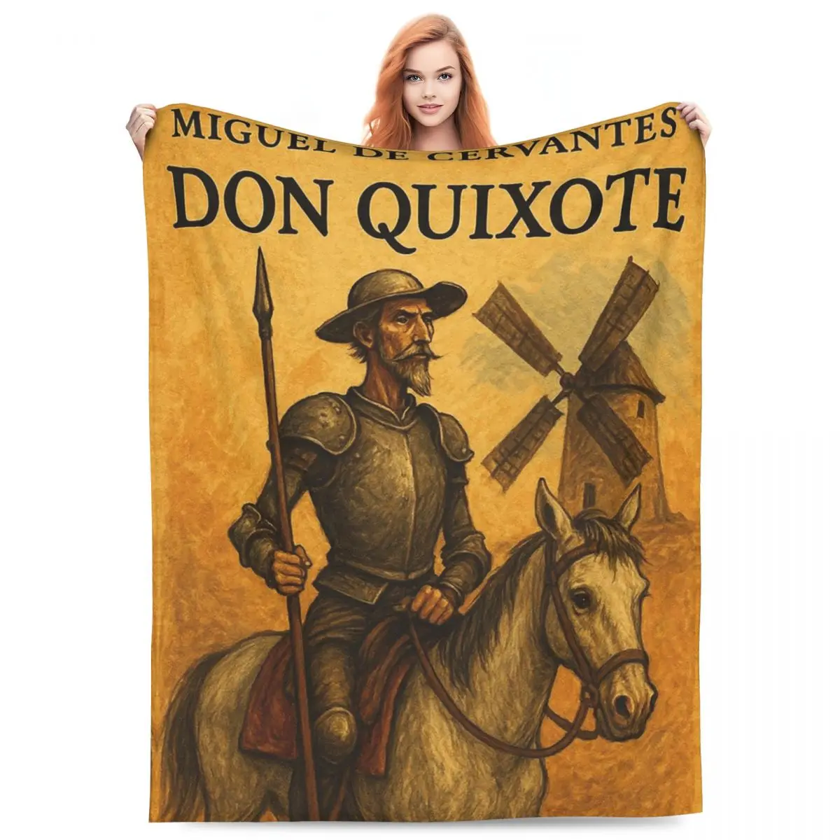 

Don Quixote Blanket Fleece Sofa Throw Blanket Portable Throw Blankets for Home Bedroom Travel Throws Bedspread Quilt