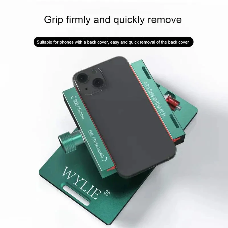 WYLIE 4-EN-1Antideslizante 360 °   Soporte de abrazadera de fijación giratoria para iPhone Samsung Huawei Xiaomi Quitar el desmontaje de vidrio de la cubierta trasera
