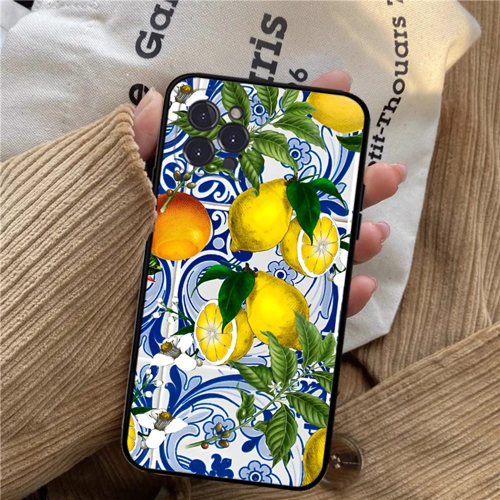 Mediterranean Lemon Phone Case For iPhone 15 14 11 12 13 Mini Pro XS Max Cover 6 7 8 Plus X XR SE 2020 Funda Shell