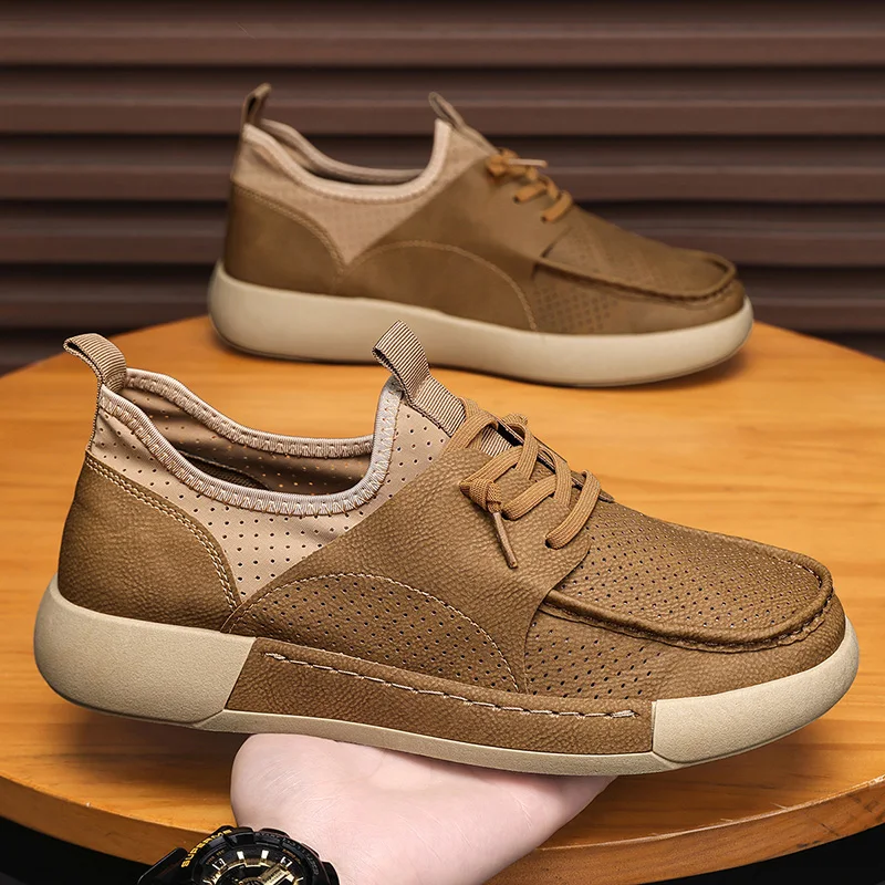 Summer New Breathable Men\'s Lazy Fashion Versatile Black Thick Sole Sports SkateBoards Chunky Shoes