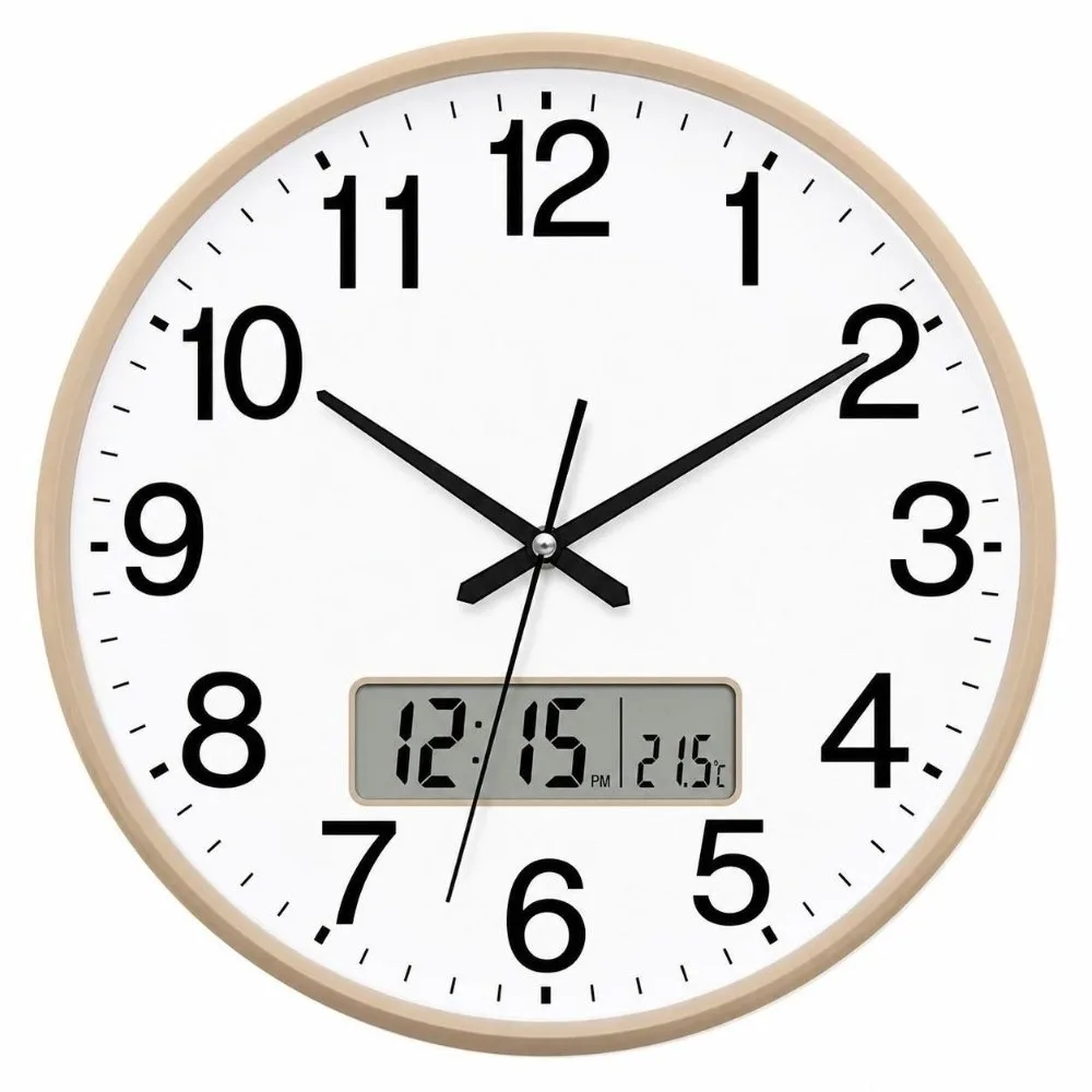 10 Inch Round Wall Clocks Battery Operated Easy-to-read Hanging Clock with Calendar Accurate Numerals Digital Calendar Clock