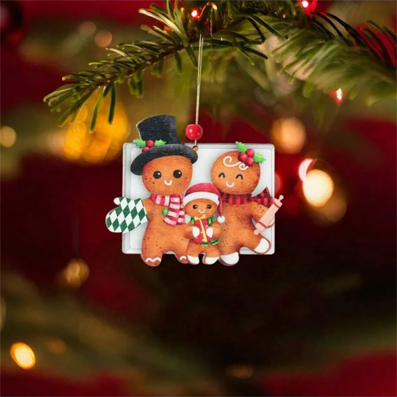 عيد الميلاد الزنجبيل رجل الاكريليك قلادة، شجرة زينة زخرفة، ديكور المنزل هدية، عطلة الموسمية التبعي