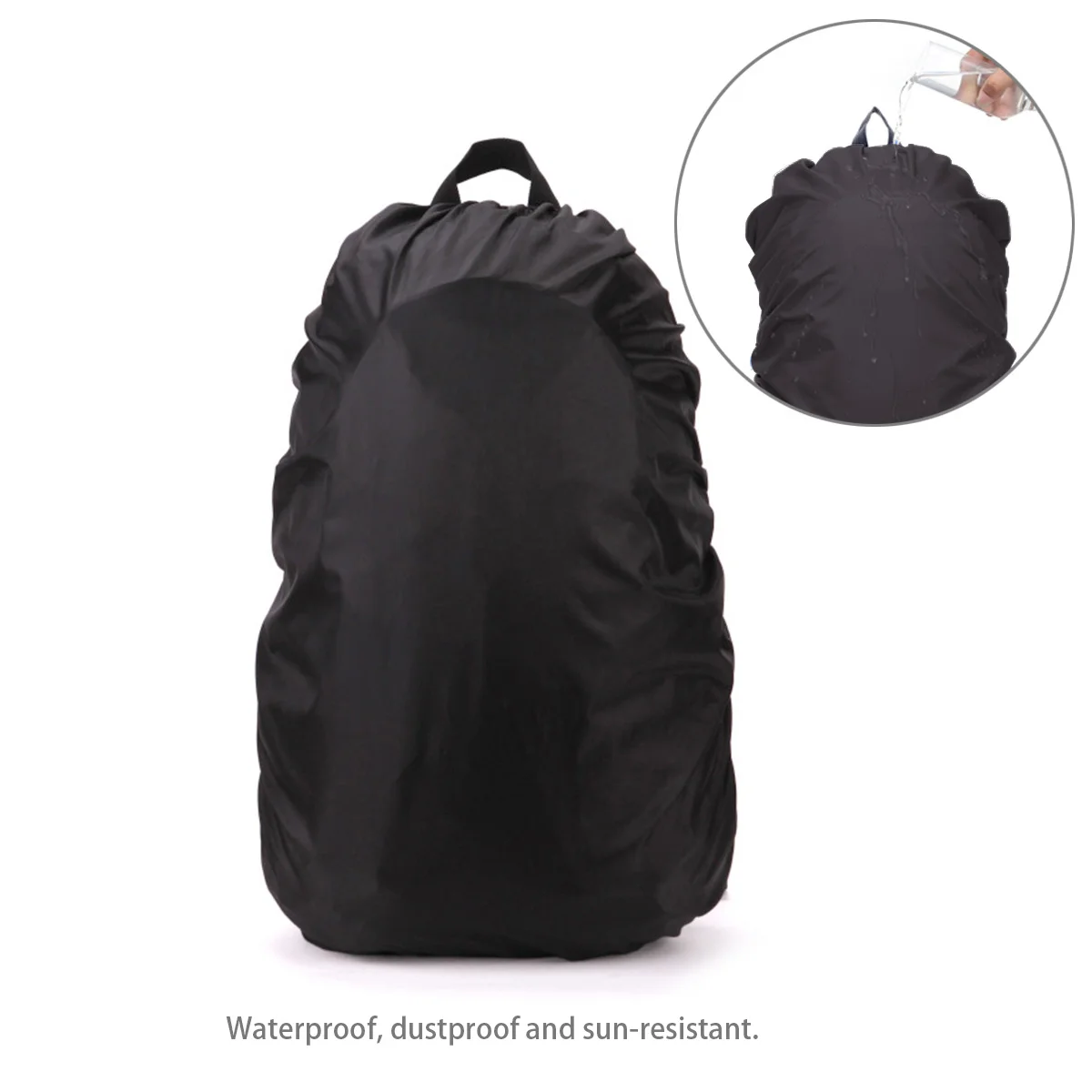 

35L Durable Waterproof Backpack Cover Black Outdoor Rainproof Rucksack Pack Cover High-Density Nylon Travel Hiking