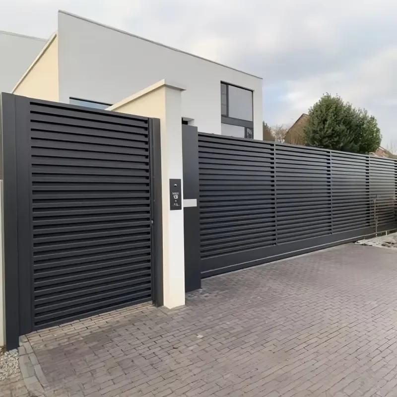 Easily Assembled Automatic Aluminum Gates for Huoses Privacy Protection Anti-climbing Powder Coating Aluminum Driveway Gate
