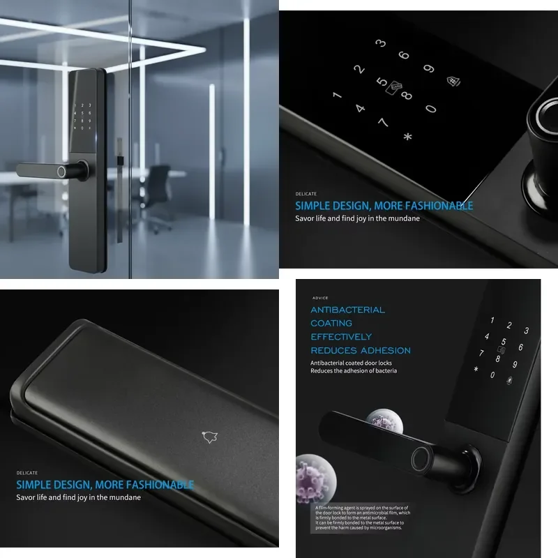 Smart Waterproof Automatic Digital Door Lock Aluminum Handle Biometric Fingerprint Wifi Camera 3D Face Recognition