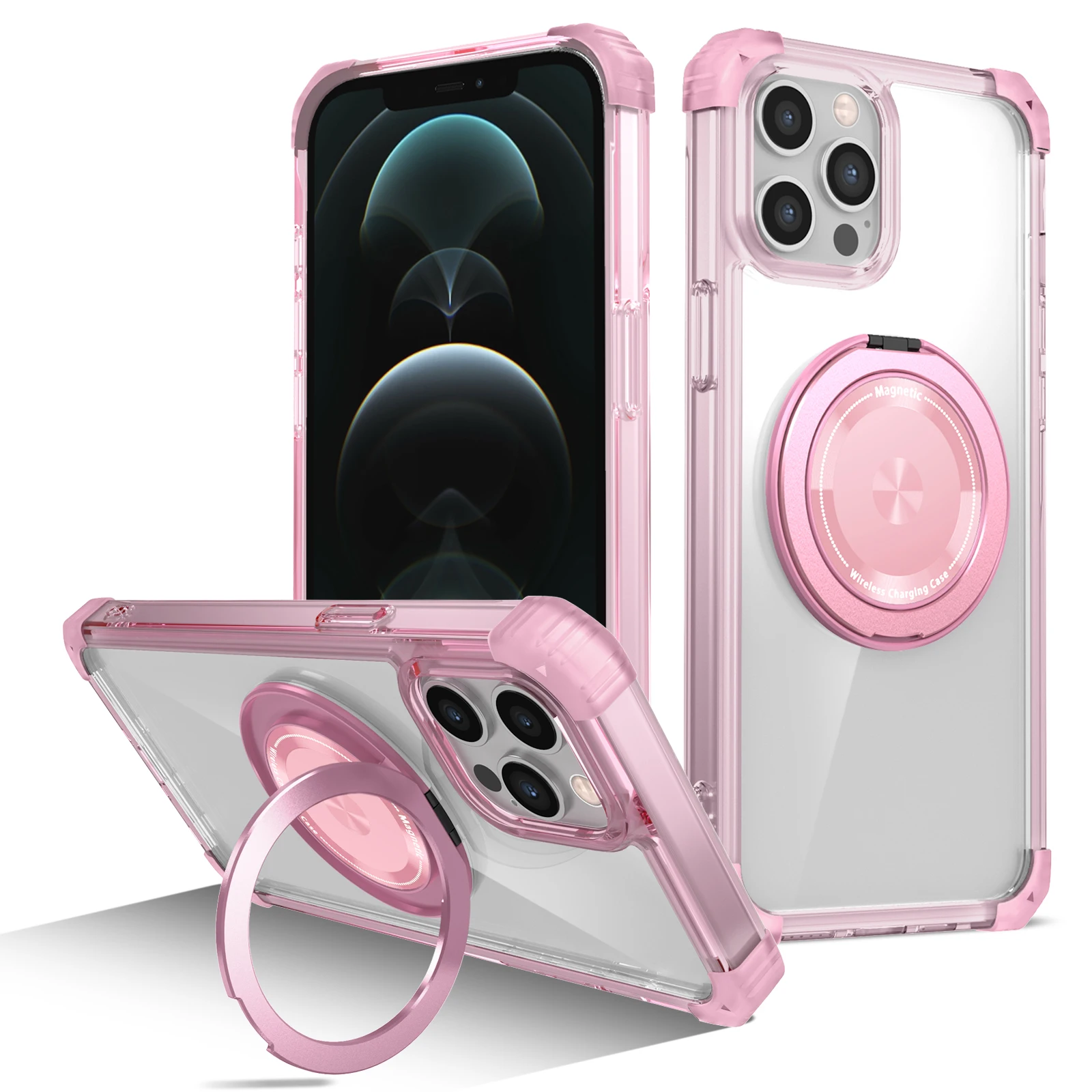 HARUINO for iPhone 12 13 Pro Max phone case, transparent anti drop magnetic rotating bracket, couple protection case, new model