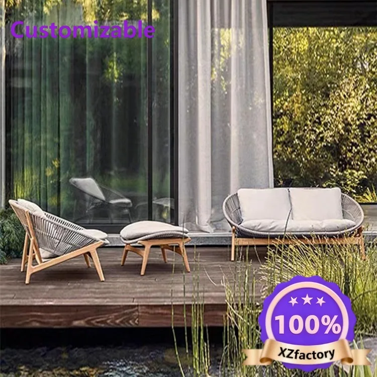 Factory Direct 2026 Top RatedSofá al aire libre mesa de centro combinación villa patio jardín ocio silla de mimbre