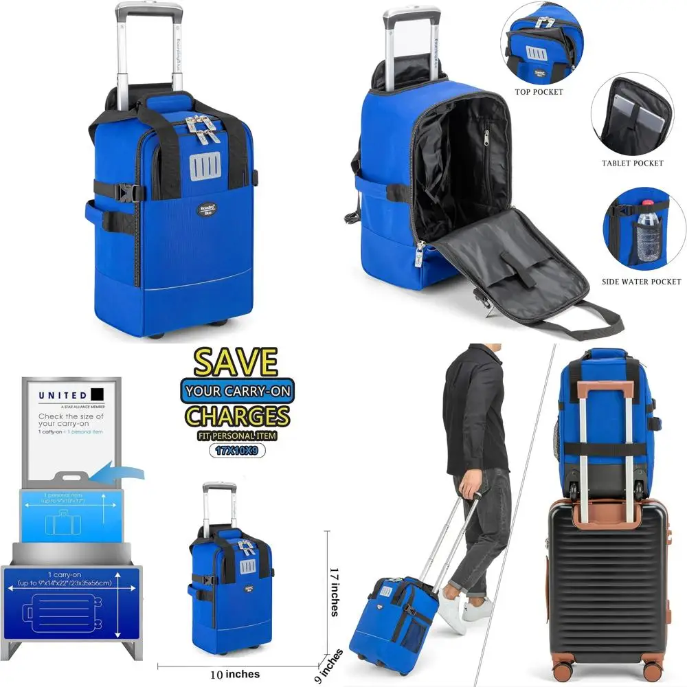 

Compact 17x10x9 Rolling Personal Item Bag for Under Seat Travel on Major Airlines, Ideal for United Airlines