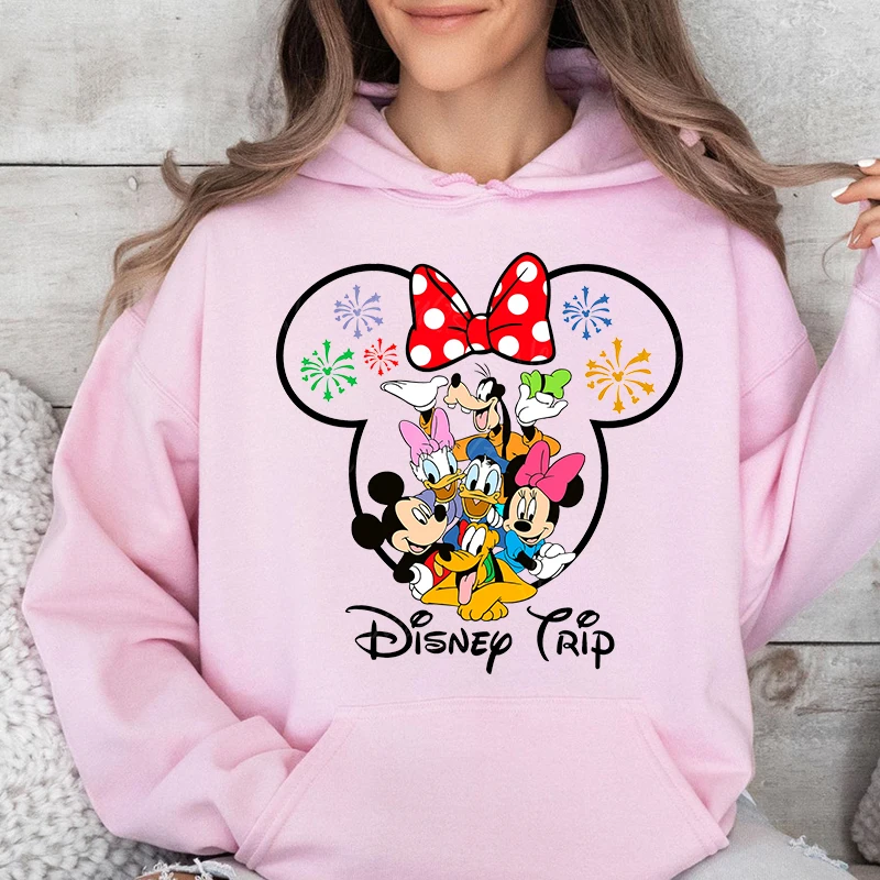 Disney Trip Mickey Minnie Friends Print Damska bluza z kapturem Bluza sportowa Luźny top Odzież codzienna